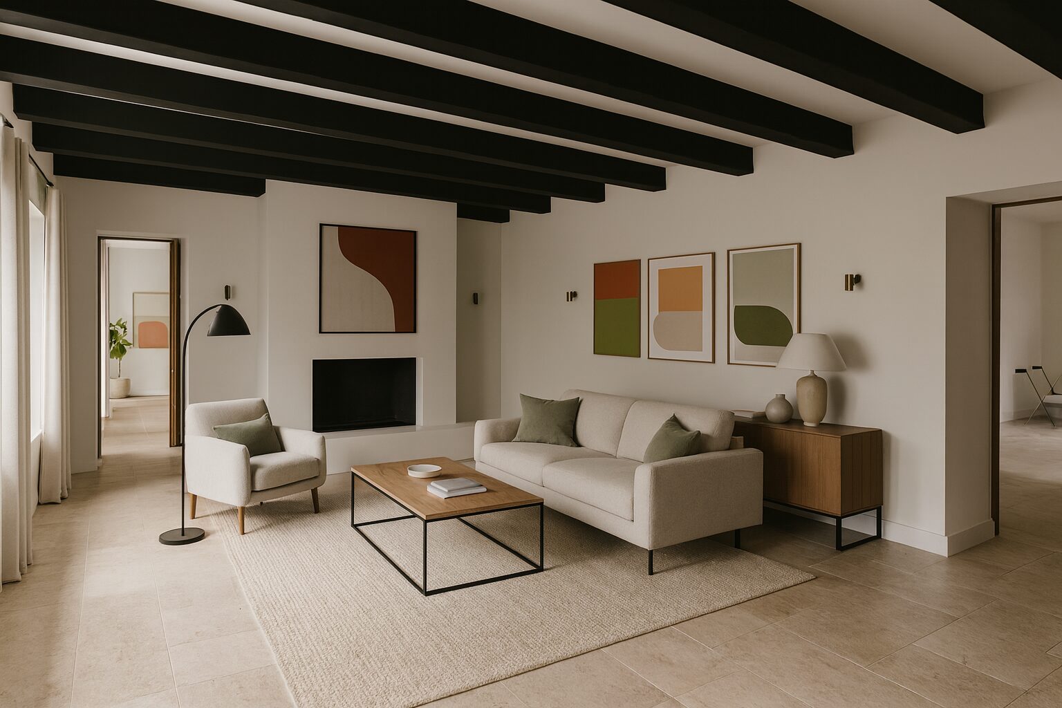 Rénovation de salon – mix ancien & moderne – Besançon
